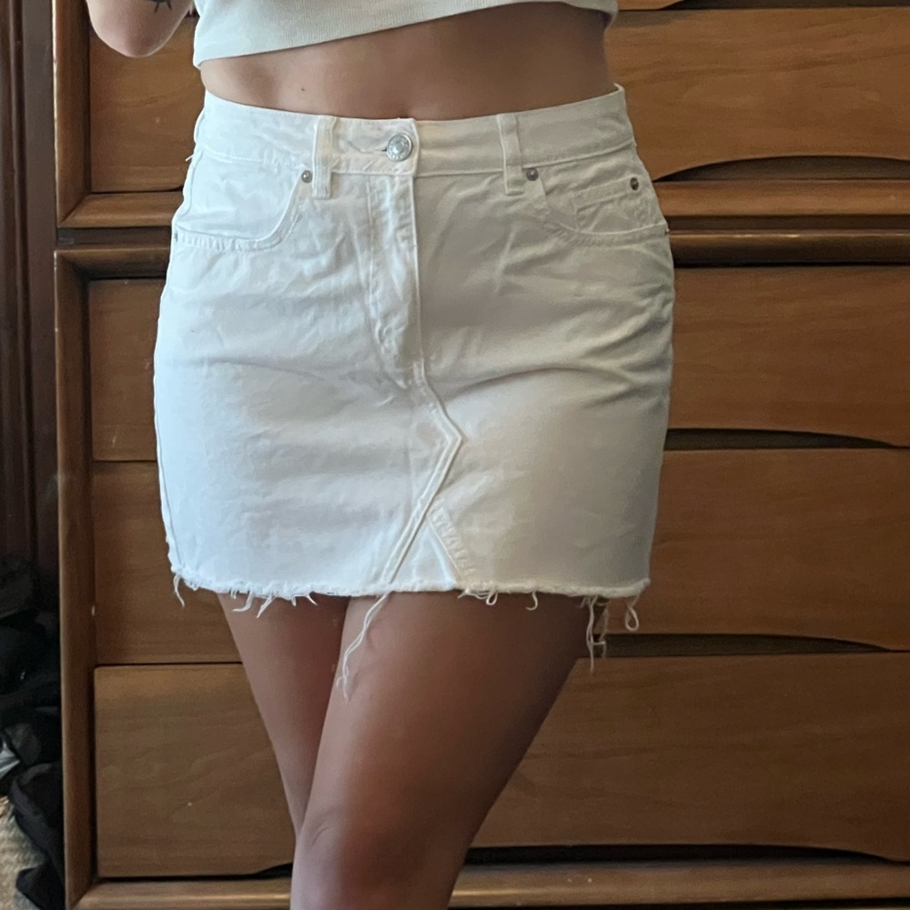 Garage white denim mini skirt